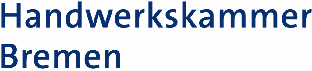Textlogo mit blauem Schriftzug 'Handwerkskammer Bremen' auf weißem Hintergrund